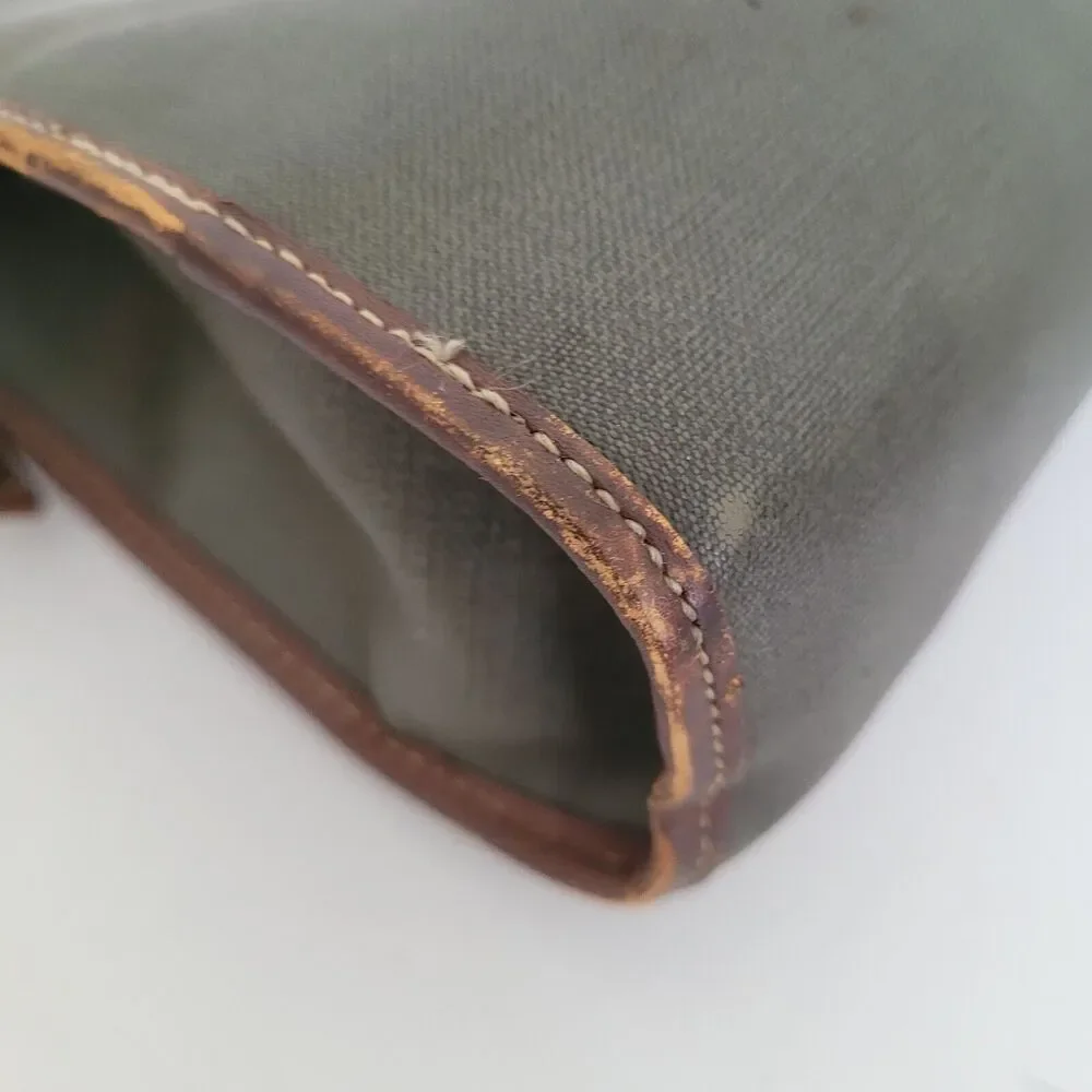 Christian Dior Pochette Trousse De Toilette Zip Pouch Clutch Green Brown Vintage